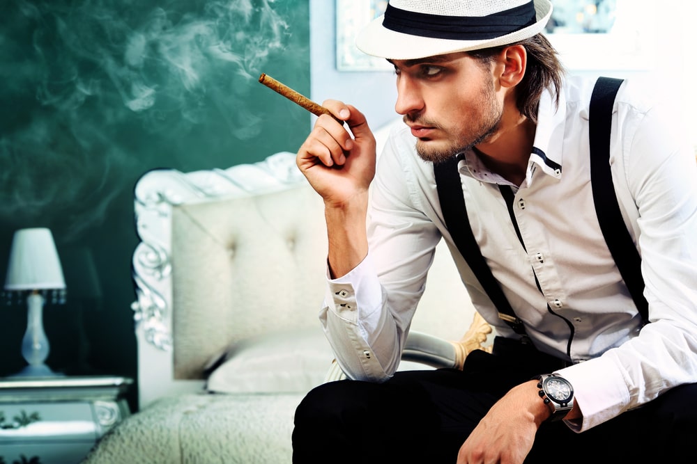 fashion man smoking cigarette