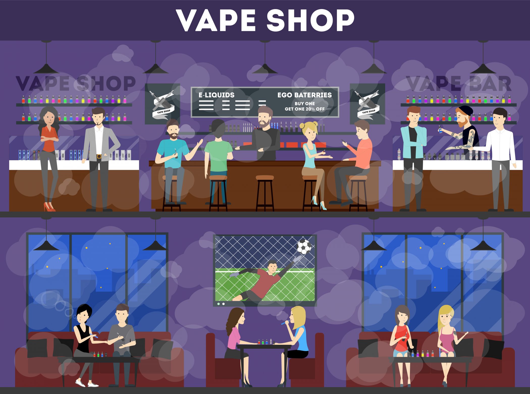 Vaping shops with customers