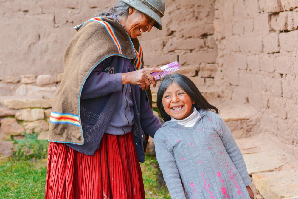 Happy native american grandmother image