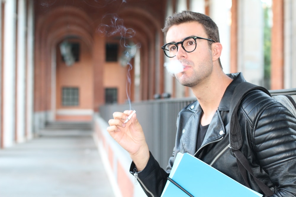 Student smoking on campus