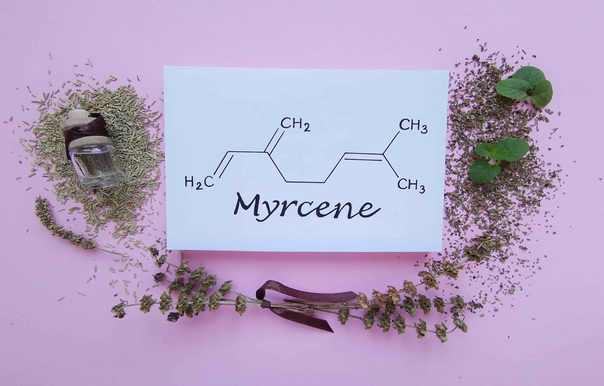 Structural chemical formula of myrcene molecule