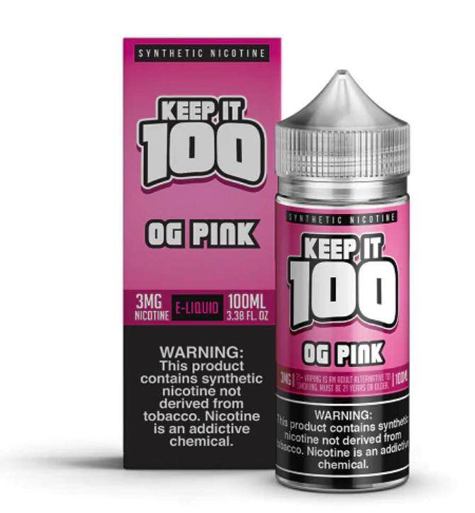 og pink synthetic nicotine 100ml vape juice keep it 100